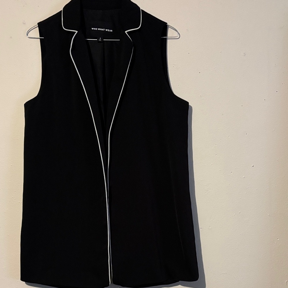 Who What Wear Black Vest with White Trim